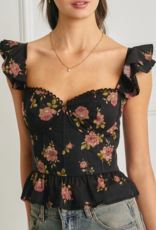 Dress Forum Rose Mood Corset Flutter Top in Night Rose