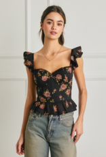 Dress Forum Rose Mood Corset Flutter Top in Night Rose