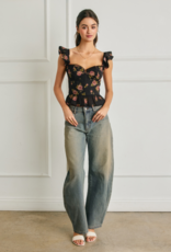 Dress Forum Rose Mood Corset Flutter Top in Night Rose