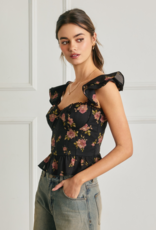 Dress Forum Rose Mood Corset Flutter Top in Night Rose