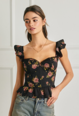 Dress Forum Rose Mood Corset Flutter Top in Night Rose