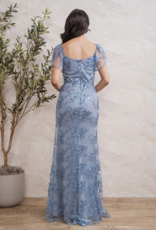 Soieblu Briar Maxi Flutter Sleeve Dress with Sequin Details in Slate Blue