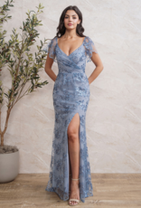 Soieblu Briar Maxi Flutter Sleeve Dress with Sequin Details in Slate Blue