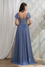 Soieblu Clara Flutter and Lace Maxi in Slate Blue