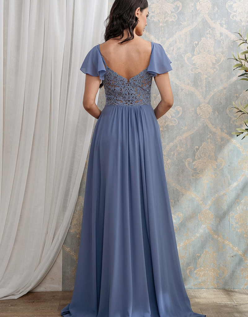 Soieblu Clara Flutter and Lace Maxi in Slate Blue