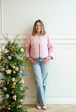 Cream Lummi 100% Cotton Quilted Jacket in Dobby Rose