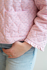 Cream Lummi 100% Cotton Quilted Jacket in Dobby Rose