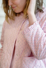 Cream Lummi 100% Cotton Quilted Jacket in Dobby Rose