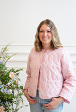 Cream Lummi 100% Cotton Quilted Jacket in Dobby Rose