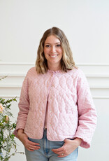 Cream Lummi 100% Cotton Quilted Jacket in Dobby Rose