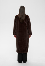 InWear Zabelle Long Faux Fur Coat in Chocolate Brown