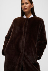 InWear Zabelle Long Faux Fur Coat in Chocolate Brown