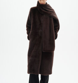 InWear Zabelle Long Faux Fur Coat in Chocolate Brown
