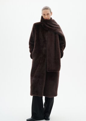 InWear Zabelle Long Faux Fur Coat in Chocolate Brown