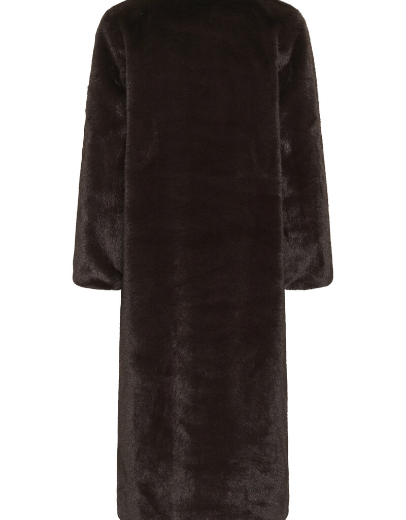 InWear Zabelle Long Faux Fur Coat in Chocolate Brown