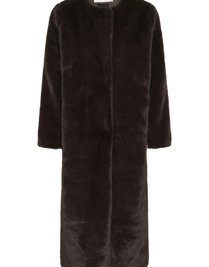 InWear Zabelle Long Faux Fur Coat in Chocolate Brown