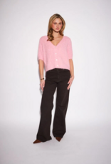 John and Jenn Nora Fuzzy Knit Cardigan in Warm Blush