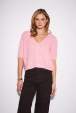 John and Jenn Nora Fuzzy Knit Cardigan in Warm Blush