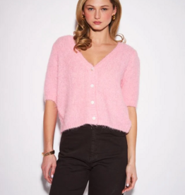 John and Jenn Nora Fuzzy Knit Cardigan in Warm Blush