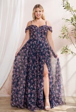 Soieblu Caralyn Maxi Dress With Boning in Navy Floral