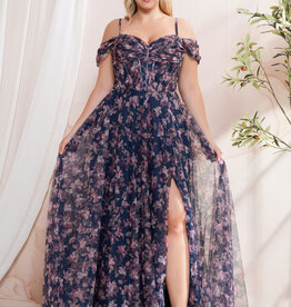 Soieblu Caralyn Maxi Dress With Boning in Navy Floral