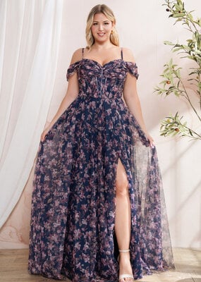 Soieblu Caralyn Maxi Dress With Boning in Navy Floral