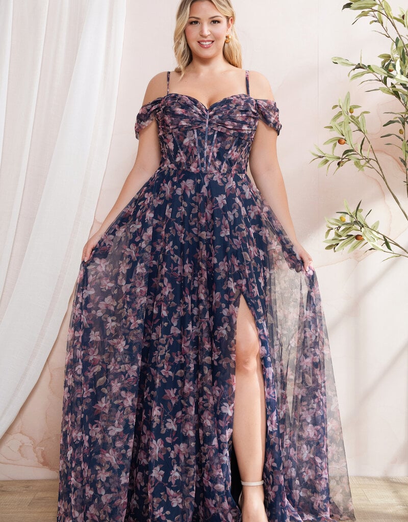 Soieblu Caralyn Maxi Dress With Boning in Navy Floral