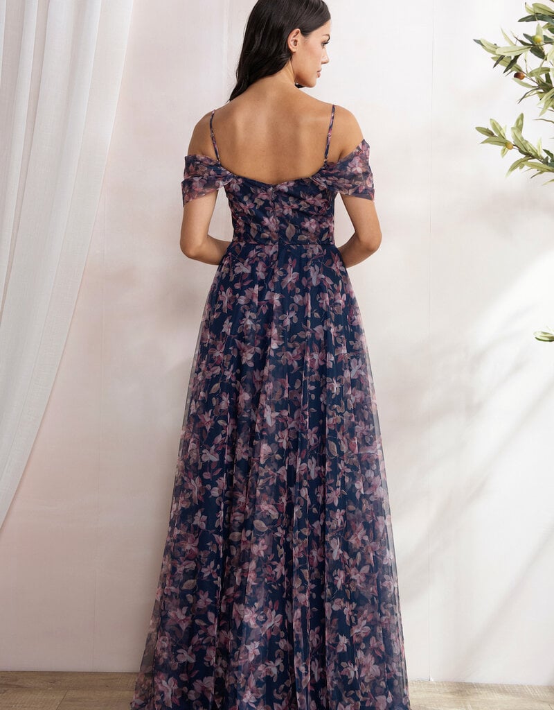 Soieblu Caralyn Maxi Dress With Boning in Navy Floral