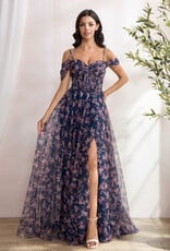Soieblu Caralyn Maxi Dress With Boning in Navy Floral