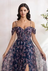 Soieblu Caralyn Maxi Dress With Boning in Navy Floral