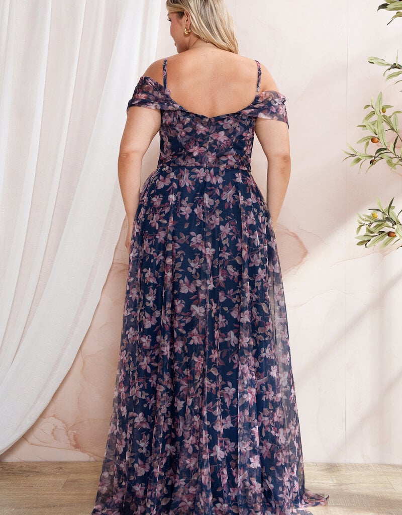 Soieblu Caralyn Maxi Dress With Boning in Navy Floral