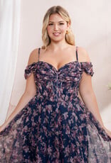 Soieblu Caralyn Maxi Dress With Boning in Navy Floral