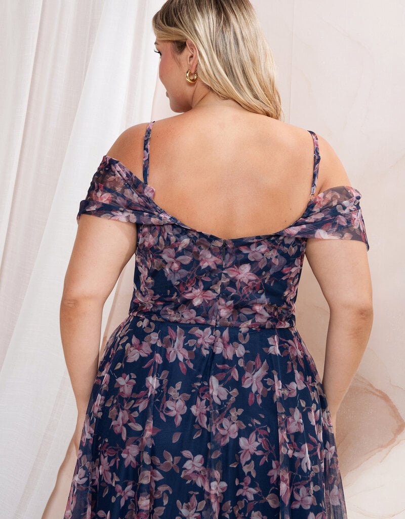 Soieblu Caralyn Maxi Dress With Boning in Navy Floral