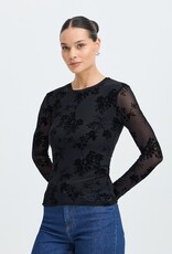 B.Young Rimesha Burnout Velvet Top in Meteorite