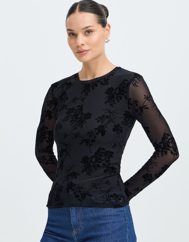 B.Young Rimesha Burnout Velvet Top in Meteorite