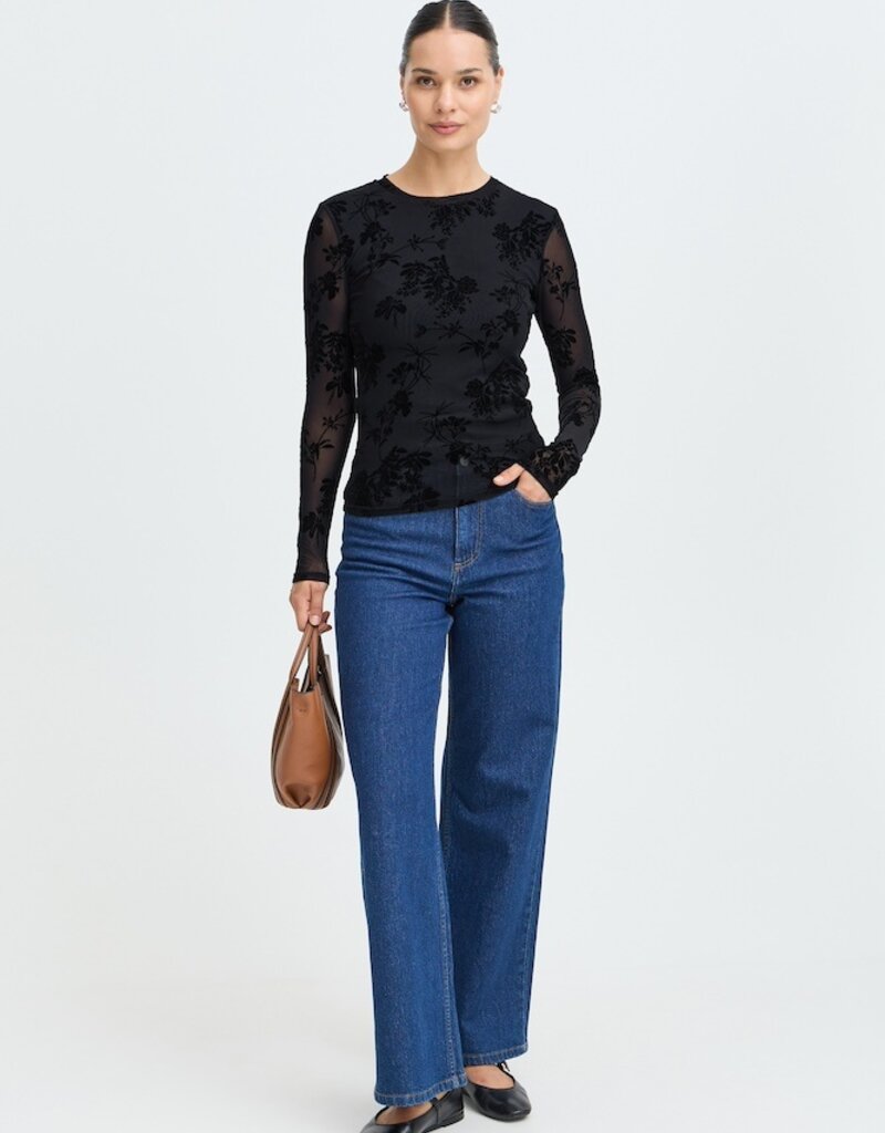 B.Young Rimesha Burnout Velvet Top in Meteorite