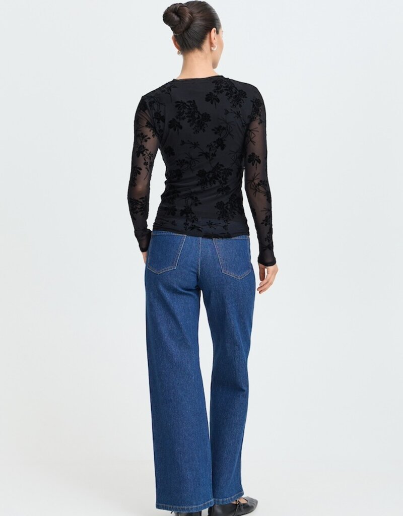 B.Young Rimesha Burnout Velvet Top in Meteorite