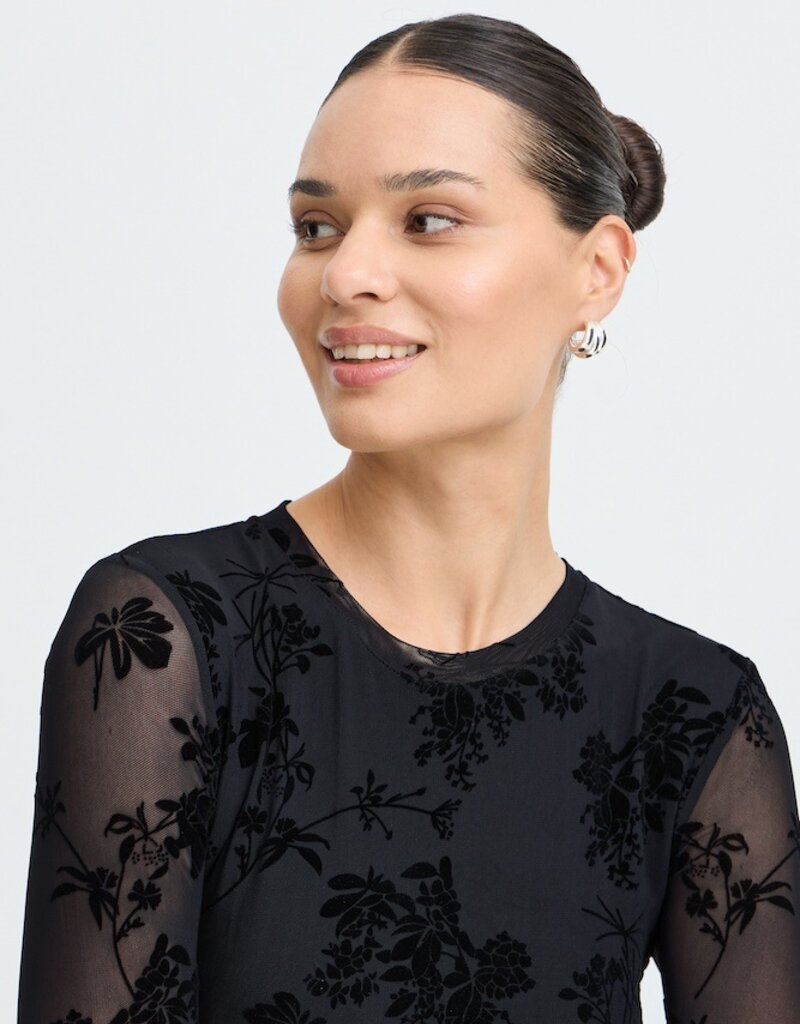 B.Young Rimesha Burnout Velvet Top in Meteorite