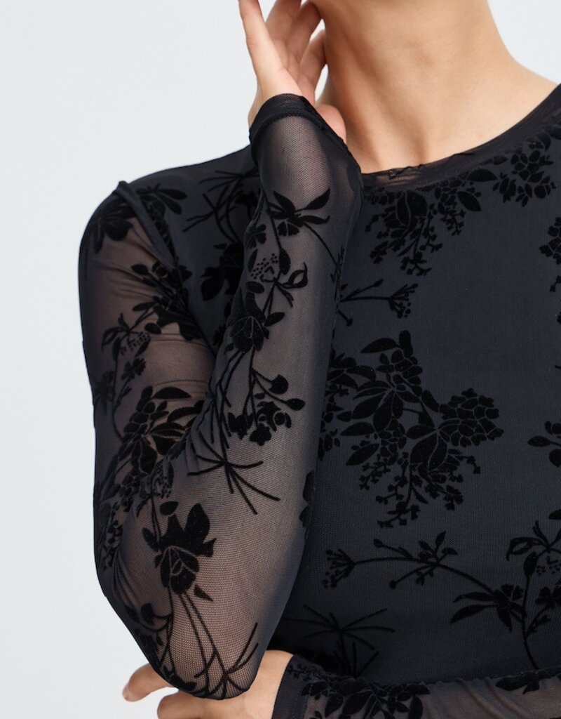 B.Young Rimesha Burnout Velvet Top in Meteorite