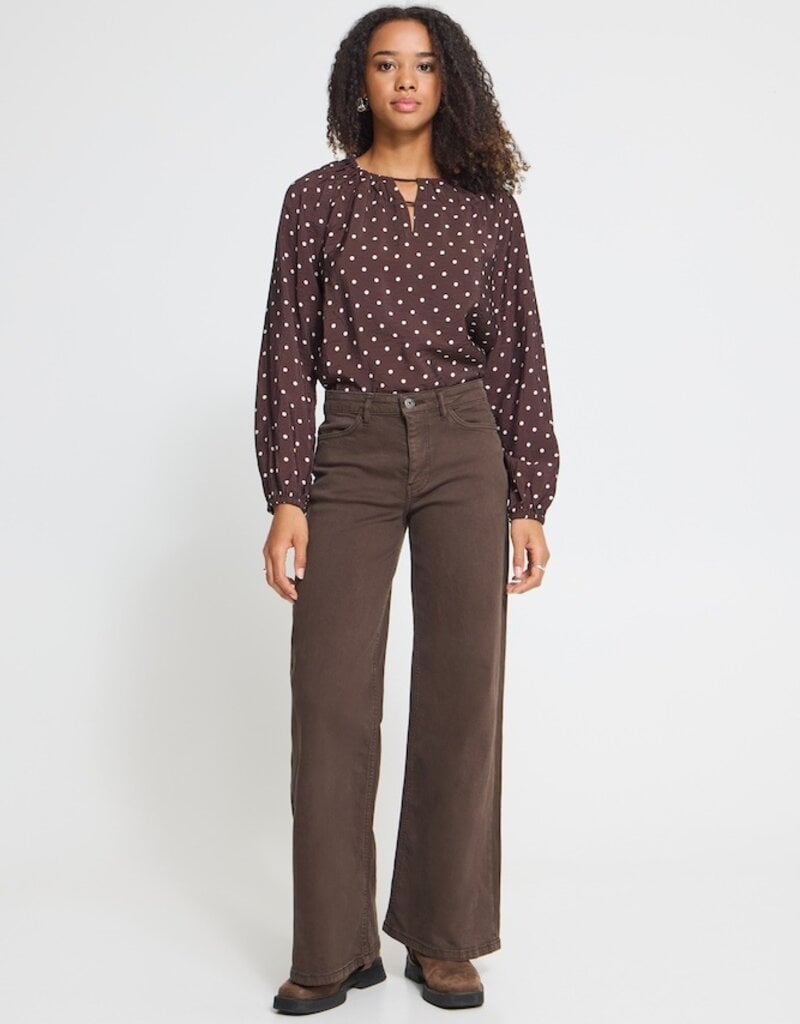 ICHI Ziggy Wide Leg Denim in Coffee Bean