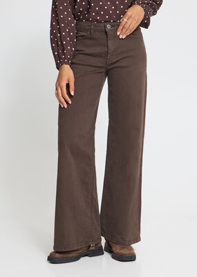 ICHI Ziggy Wide Leg Denim in Coffee Bean