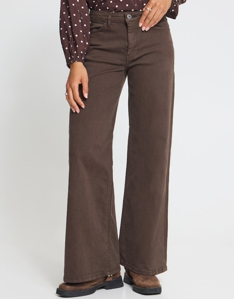 ICHI Ziggy Wide Leg Denim in Coffee Bean