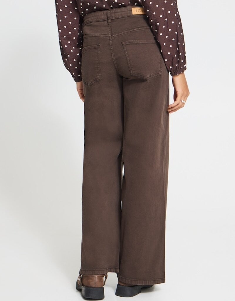 ICHI Ziggy Wide Leg Denim in Coffee Bean
