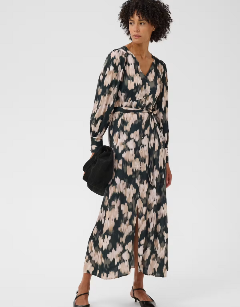 Part Two Ciluca Midi Dress in Green Blurred Floral