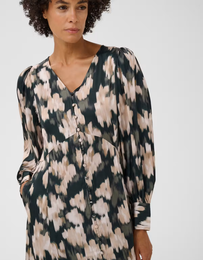 Part Two Ciluca Midi Dress in Green Blurred Floral