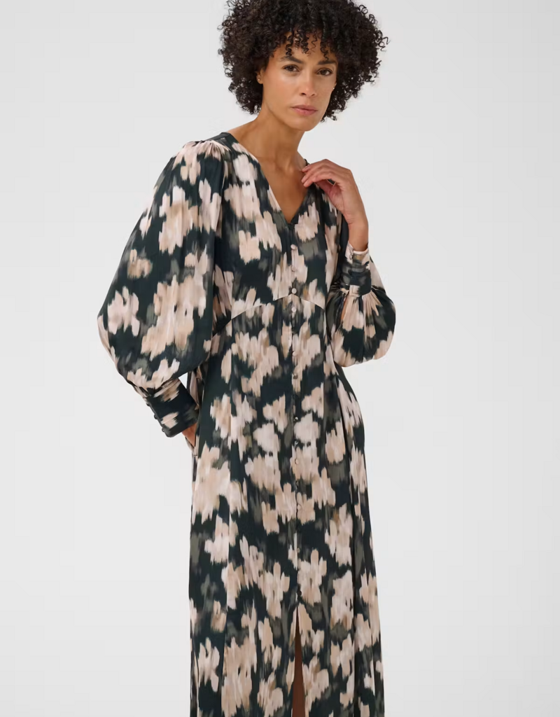 Part Two Ciluca Midi Dress in Green Blurred Floral