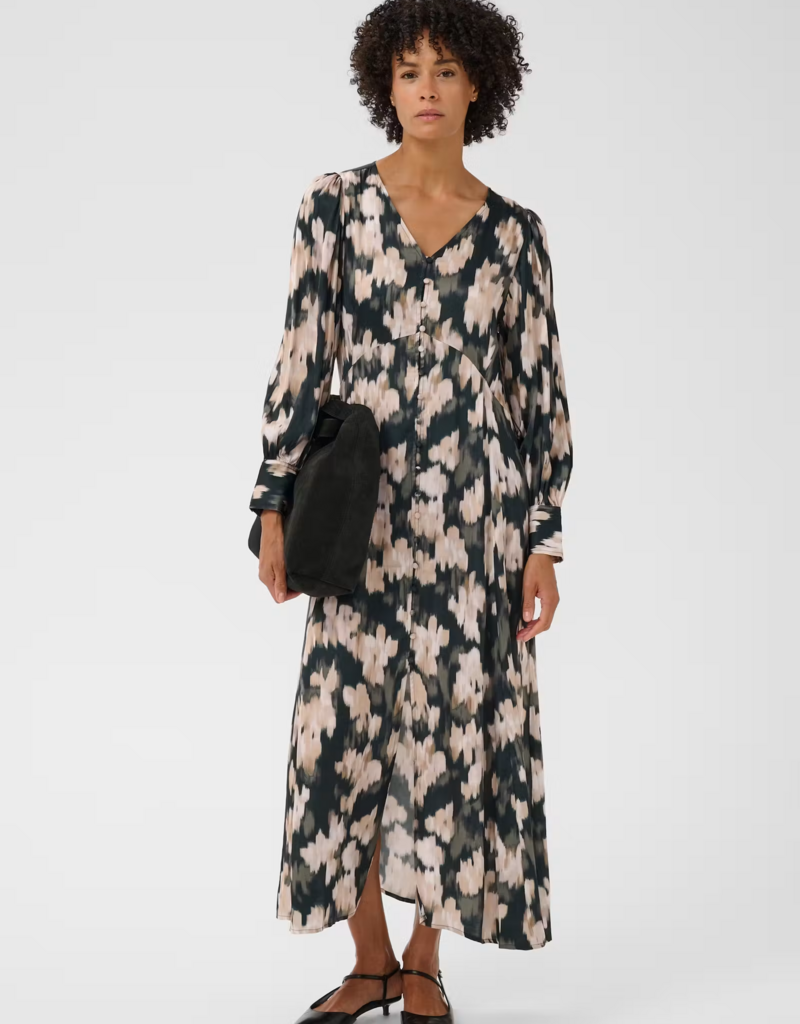 Part Two Ciluca Midi Dress in Green Blurred Floral