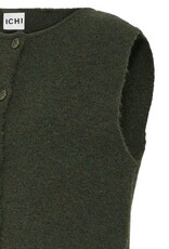 ICHI Panora Waistcoat in Rosin Melange Green