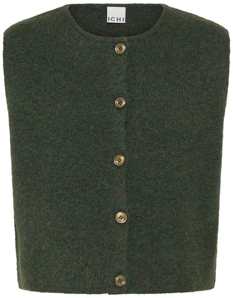 ICHI Panora Waistcoat in Rosin Melange Green
