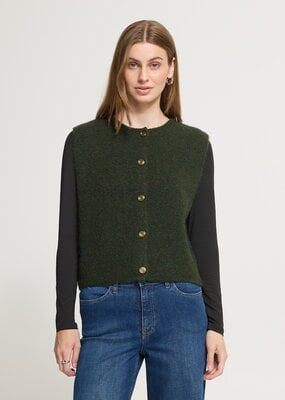 ICHI Panora Vest in Rosin Melange Green